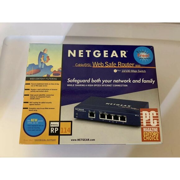 Netgear RP114 Web Safe Cable DSL Router 100 Mbps 4-Port‎ 10/100 Switch Open Box - Picture 1 of 11